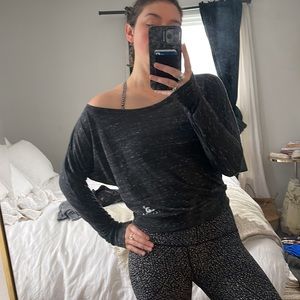 Cyclebar soft cotton, long sleeve, off the shoulder top.